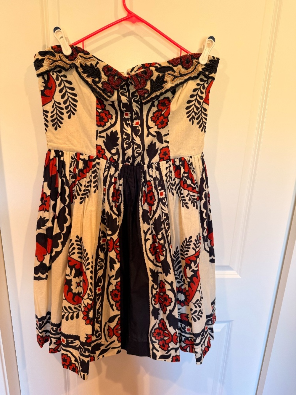 Anthropologie strapless a-line mini dress with beading, size L